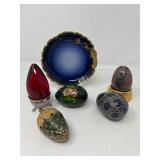 	French Limoges Trinket Dish & Global Egg Collection