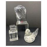 Trio of Crystal Figures - Orefors Elephant, Maud & Bob Bird & Bottle