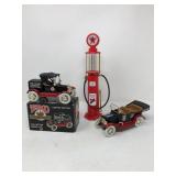 Texaco Diecast Coin Banks – Jalopy, Touring Convertible & Gas Pump
