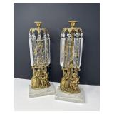 Victorian Girandole Crystal Candlestick Pair