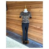 CHANEL 99A Black Wool Blend Slacks (sz 38) + Zebra Sweater (sz S)
