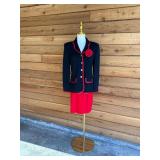 ST JOHN Black & Red Skirt Suit- Sz 4