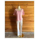 ST JOHN Sport Pink Tee & White Denim- Sz S/2