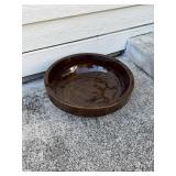 Large Heavy Brown Glazed Pottery Bowl 18.75” W x 6” H