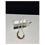Pearl Necklace w/ Ethnic Green & Gold Toned Accents- untested