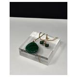 14K Gold & Malachite Earrings & Necklace- 20g