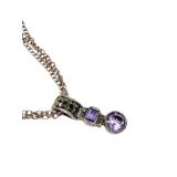 Judith Jack Sterling Silver Amethyst & Marcasite Pendant Necklace- 9g