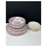 Spode Basketweave & Purple Royal Stafford Dishes