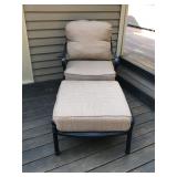 Cast Aluminum Cushioned Patio Chair and Ottoman