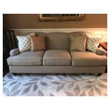 Bassett Three-Seat Sofa – Neutral Upholstery with Rolled Arms