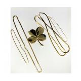 24kt Gold-Plated Four Leaf Clover & Gold-Toned Chain Necklaces