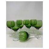 Artisan Green Glass Goblets – Set of 9