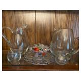 Clear Glass Pitchers, Sugar, Creamer & Condiment Set