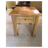 Thomasville End Table with Criss-Cross Inlay & Drawer
