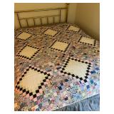 Vintage Postage Stamp Quilt with 9 Diamond Medallions -76 x 66