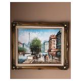 J. Bardot Impressionist Artist Parisian Street Scene – Oil on Canvas