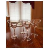 Four Classic Clear Martini Glasses, Vintage Stemware