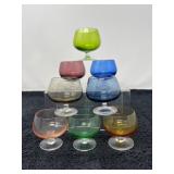 Retro Glass Snifter Set – Assorted Colors, Mid-Century Flair