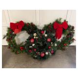 Trio of Large Christmas Wreaths – Two Matching, One Unique Accent