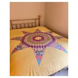 Lone Star Quilt – Multi-Color Radiance on Yellow Ground, 70" x 82"