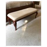 Classic Comfort: Upholstered Bench with Carved Cherry Frame