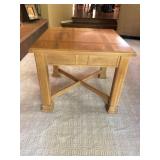 Thomasville Blonde Square End Table with Criss-Cross Inlay