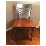 Criss-Cross Back Metal Restaurant Chair – Clear Coat with Wood Seat