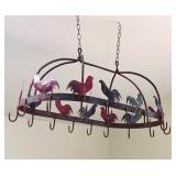 Wrought Iron Rooster Pot Rack – Ceiling-Mounted Farmhouse Accent