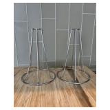 Pair of Upright Stainless Steel Chicken Roaster Holders