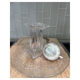 Glass Plate & Candle Holder with Aynsley Teacup – Holiday Holly Motif