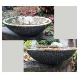 Two Half Moon Shaped Concrete Planters