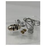 GMH 925 Brooch, Birth Pendant, Myna Bird Earrings & Filigree Studs