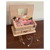 Für Elise Musical Wood Ballerina Box w/ Jewelry & 925 Necklace