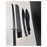 Two Ninja Swords - Katana Ontaric & Gold Steel Machete