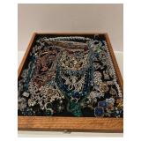 Vintage Rhinestone Jewelry Collection in Display Case