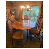 Mid Century Oval Dining Table with Six Caneback Chairs