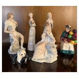 Porcelain Figurines —Two Girls, Boy, Panda, and Peasant Woman (Lladro)