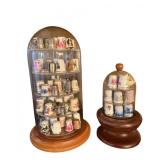 Glass Domed Displays Filled with Porcelain Thimbles