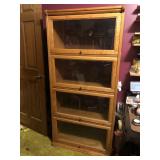 Four-Tier Oak Barrister Bookcase with Lift-Slide Glass Doors