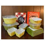 Pyrex Mixing Bowls & Refrigerator Dishes & Cookbooks