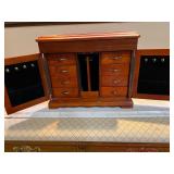 Wood Armoir Style Table Top Jewelry Box - Drawers & Hooks