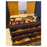 Multi‑Drawer Jewelry Box Filled with Bakelite Bangles & More