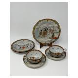 Japanese Eggshell Porcelain Set – Hand‑Painted Figural Scenes