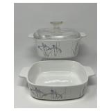 CorningWare Iris Pattern Casserole Dish Set with Clear Glass Lid