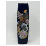 Toyo Japan Rectangular Ceramic Vase with Bird and Floral Motif