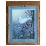 White Egret and Bamboo Print by Andy Mack
