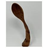 Hand‑Carved Walnut Spoon Sculpture by F. Wright, Dated 1998