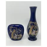 Pair of Japanese Peacock Motif Decorative Vases