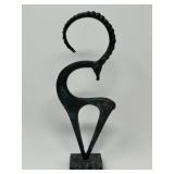 Textured Bronze‑Tone Abstract Gazelle Sculpture on Marble‑Style Base