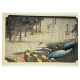 Utagawa Hiroshige Rain Scene Woodblock Print Reproduction